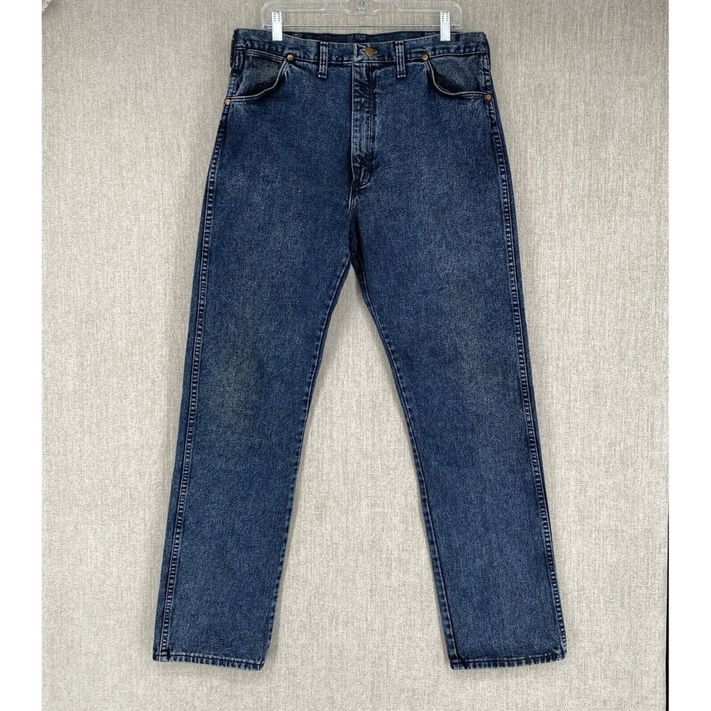 Wrangler 13MWZNF Cowboy Cut Jeans Mens 38x34 Blue Acid Wash USA Heavyweight